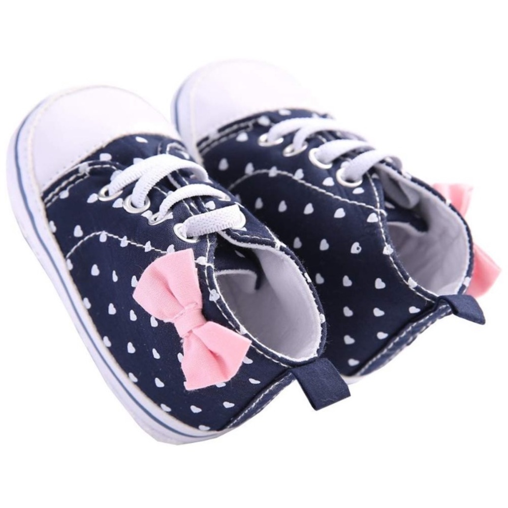 Baby crib sneaker with pink bows
